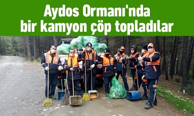 Aydos Ormanı'nda bir kamyon çöp topladılar