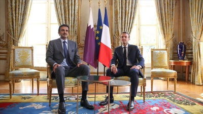 Macron ve Şeyh Temim'den ortak basın toplantısı